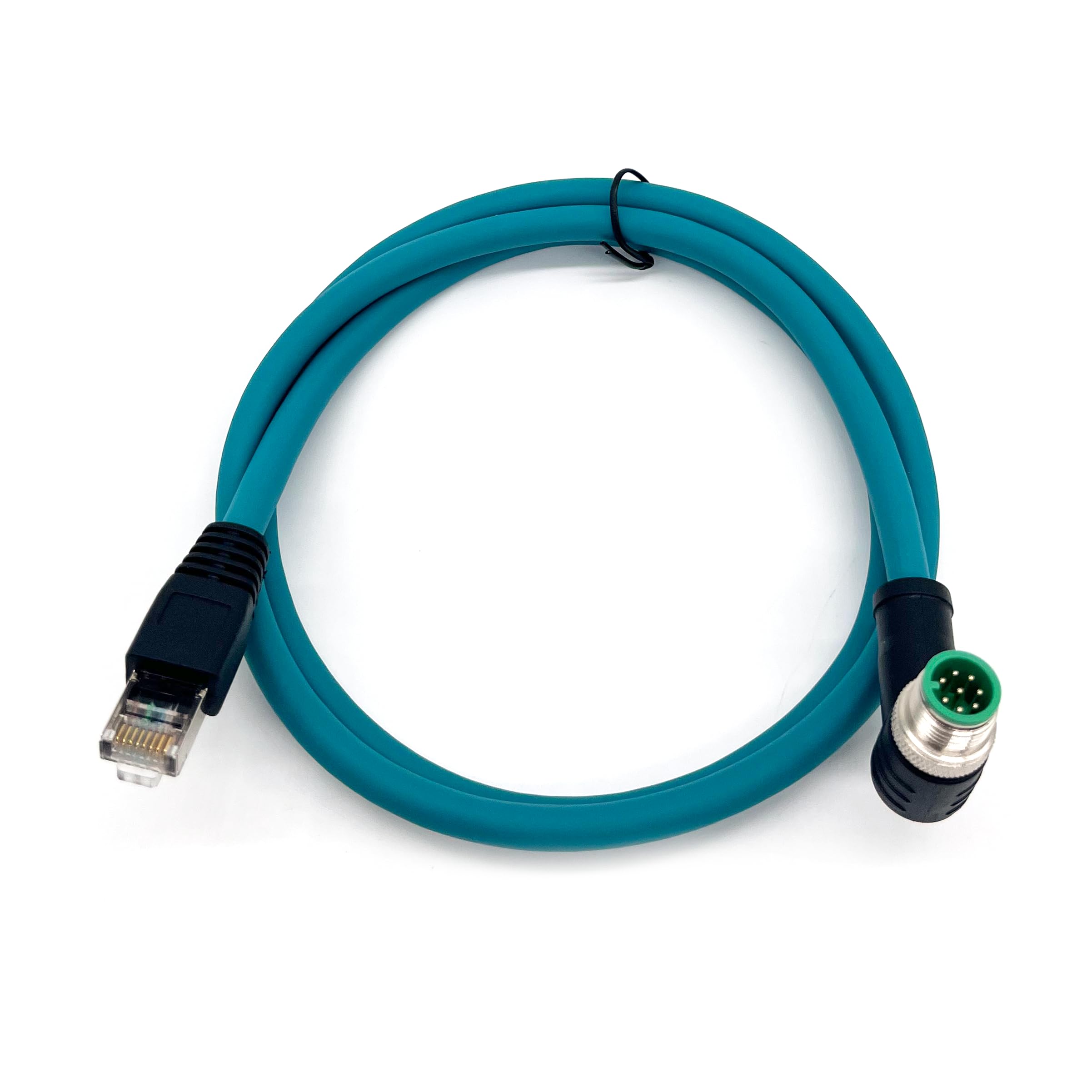 Cable Ethernet macho de ángulo recto M12 de 8 pines de 3.28 pies, código A a RJ45 macho, conjunto de cable industrial de par trenzado blindado de PVC de alta flexibilidad, 4 A, 250 V, AWG26, para