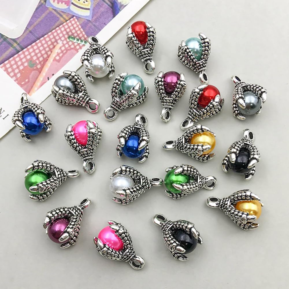 100pcs Bulk Lots Dragon Claw Beads Charms for Jewelry Making,Antique Tibetan Silver Mixed Alloy Bracelet Bangle Charms for Necklace Bracelet Earring Keychain Jewelry Making (SN278-set) - Image 2