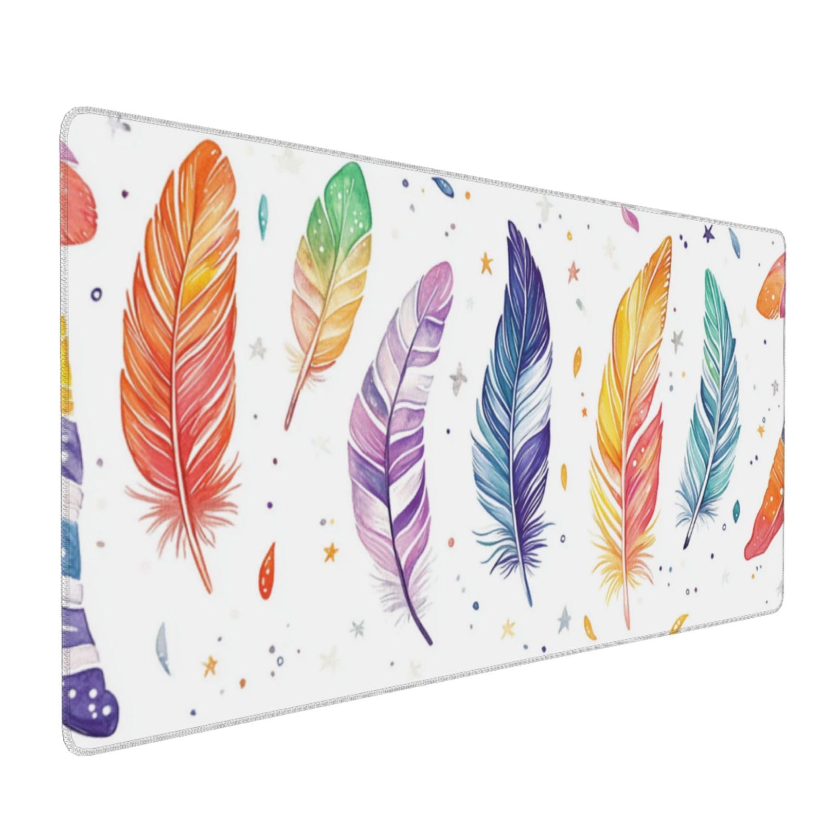 Podkładka pod mysz w kolorze białym XXL podkładka pod mysz 1200 x 600 x 4 mm podkładka pod mysz dla graczy z piór ergonomiczna podkładka pod mysz, antypoślizgowa gumowa podstawa, wodoodporna do