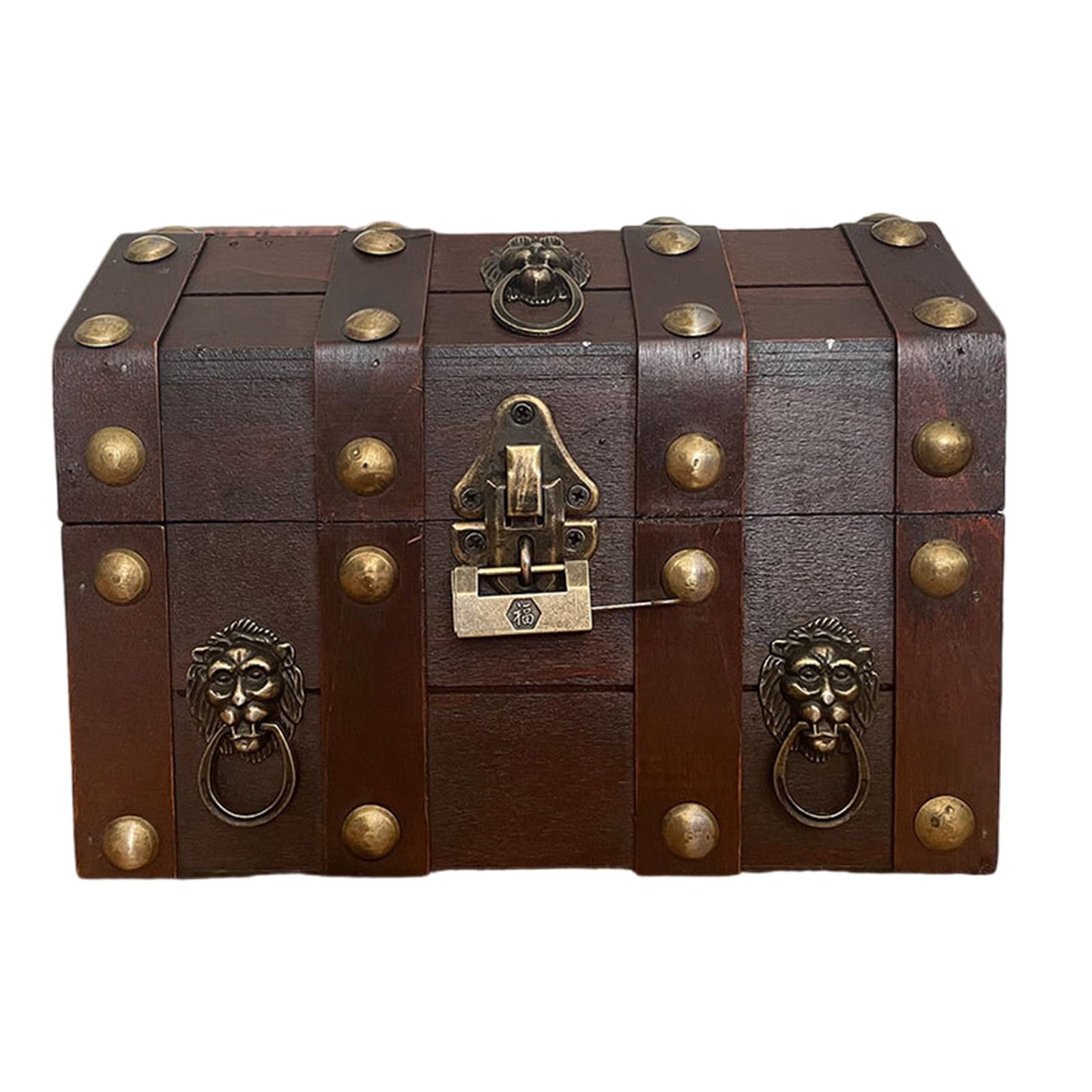 Tsophreniq Wooden Treasure Chests Jewelry Storage Box with and Lid for Home Decoration and Collectibles Vintage Wooden Treasure Box