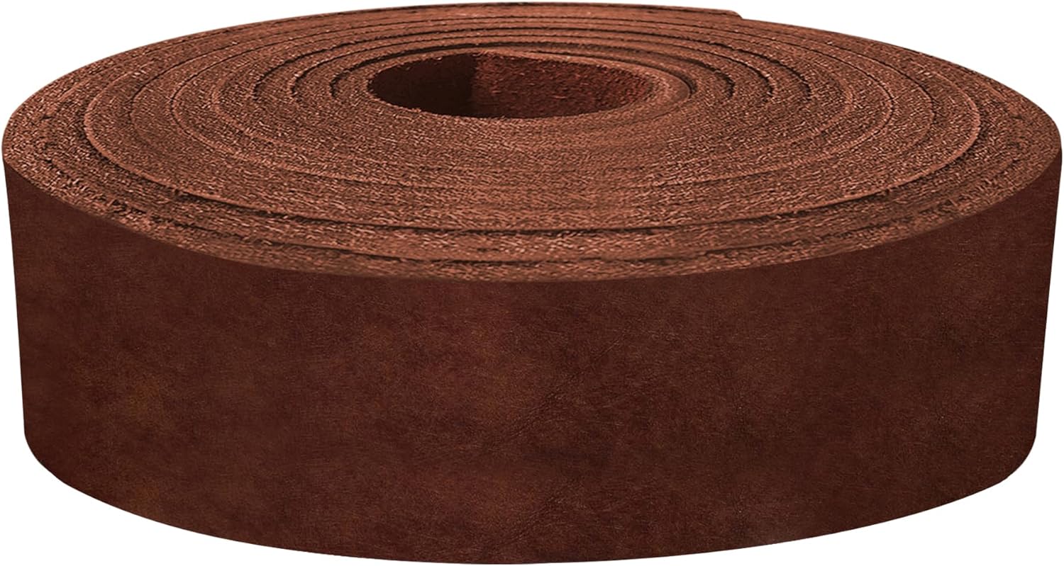 ELW 5-6 oz (2-2.4mm) Latigo Leather Belt Grade Straps | Size: 3"x60" (7.6x152cm) | Bourbon Brown | Full Grain Cowhide, Heavy Duty Holsters, Sheathes, Harness, Saddle, Guitar Straps, Crafts