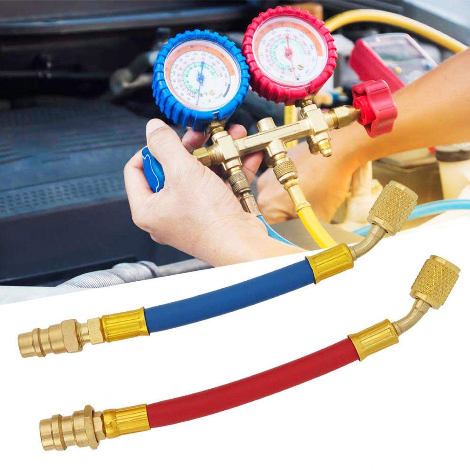 Adaptateurs de climatisation, 2 pièces adaptateur de climatisation en laiton R134A à R12 1/4 SAE accessoires de connecteur à filetage femelle(R134A to R12)
