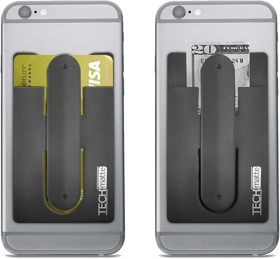 TechMatte Phone Wallet-Stick On Card Holder and Money Clip
