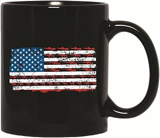 Gift for Men Women Patriotic USA Flag Guns Design Vintage Distressed Look 11oz 15oz Black Coffee Mug