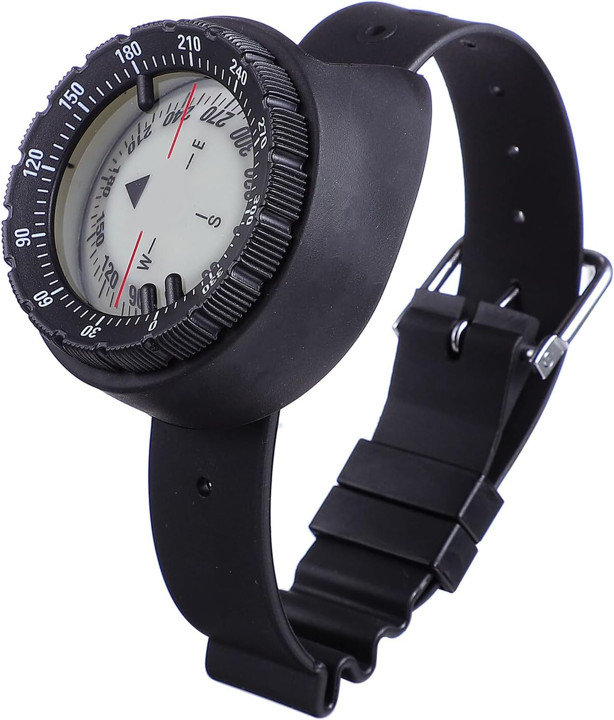 Waterproof Luminous Wristwatch Compass with Stable Dial, Black Outdoor Navigation Tool for Hiking, Camping, and Diving