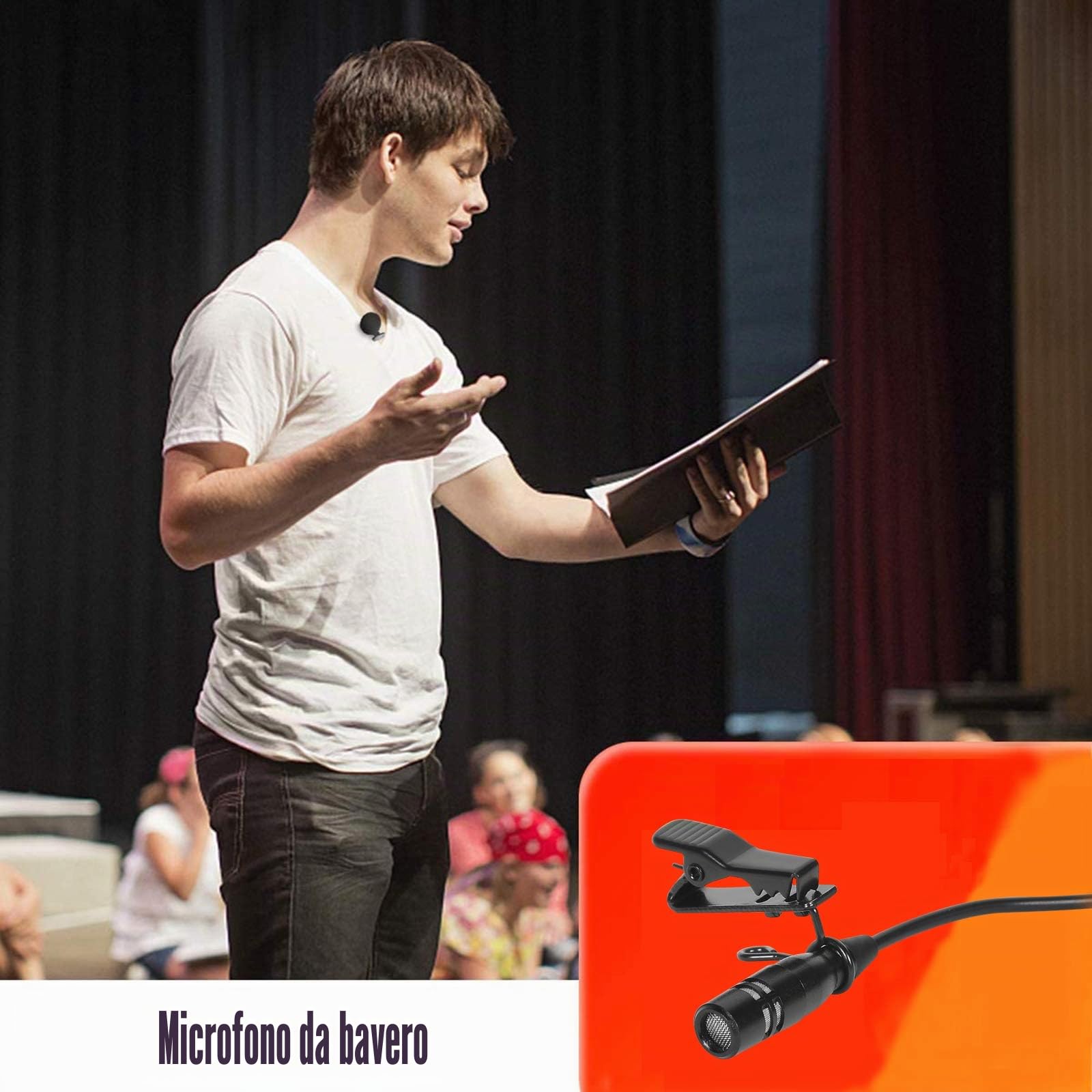 Lavalier Microfono Revers Microfono per AKG Samson senza fili, Trasmettitore tascabile – Condensatore unidirezionale Mic – Mini XLR TA3F maschio