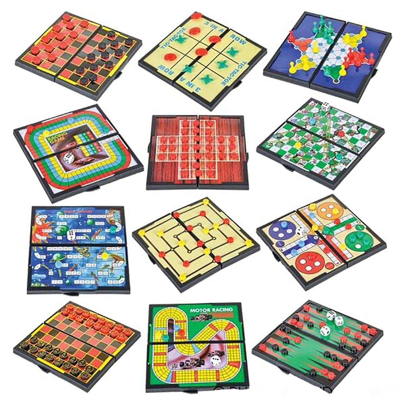 Curious Minds Busy Bags Set of All 12 Mini Magnetic Travel Games - Tiny Classic Board Games - Children's Games for Car or Airplane (All 12 Games)