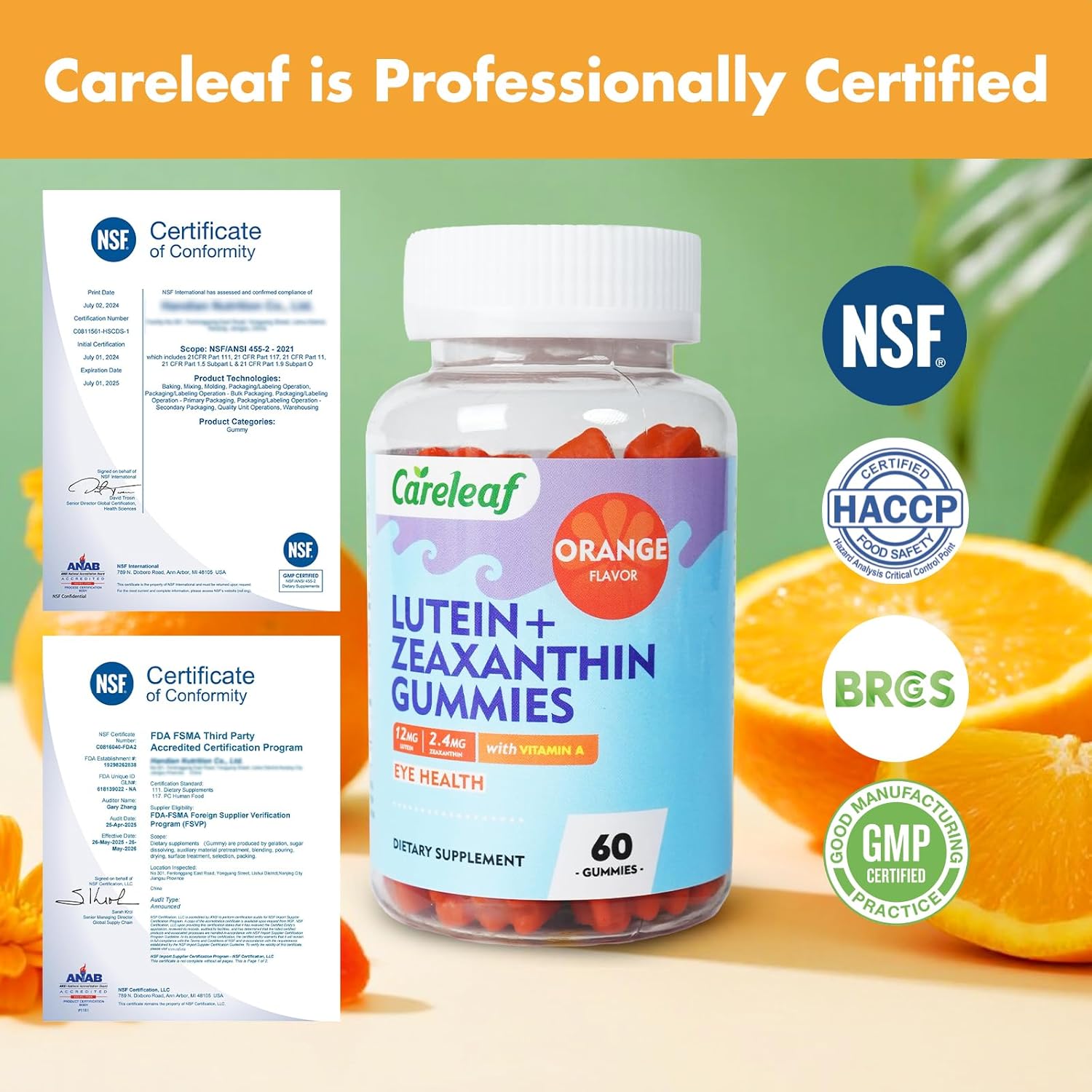 Vegan Lutein and Zeaxanthin Supplements, Lutein for Eyes with Zeaxanthin & Vitamin A, Lutein Gummies for Dry Eye Relief & Clear Vision, Eye Vitamins for Seniors & Kid, 60 Count, Orange Flavor - Image 8