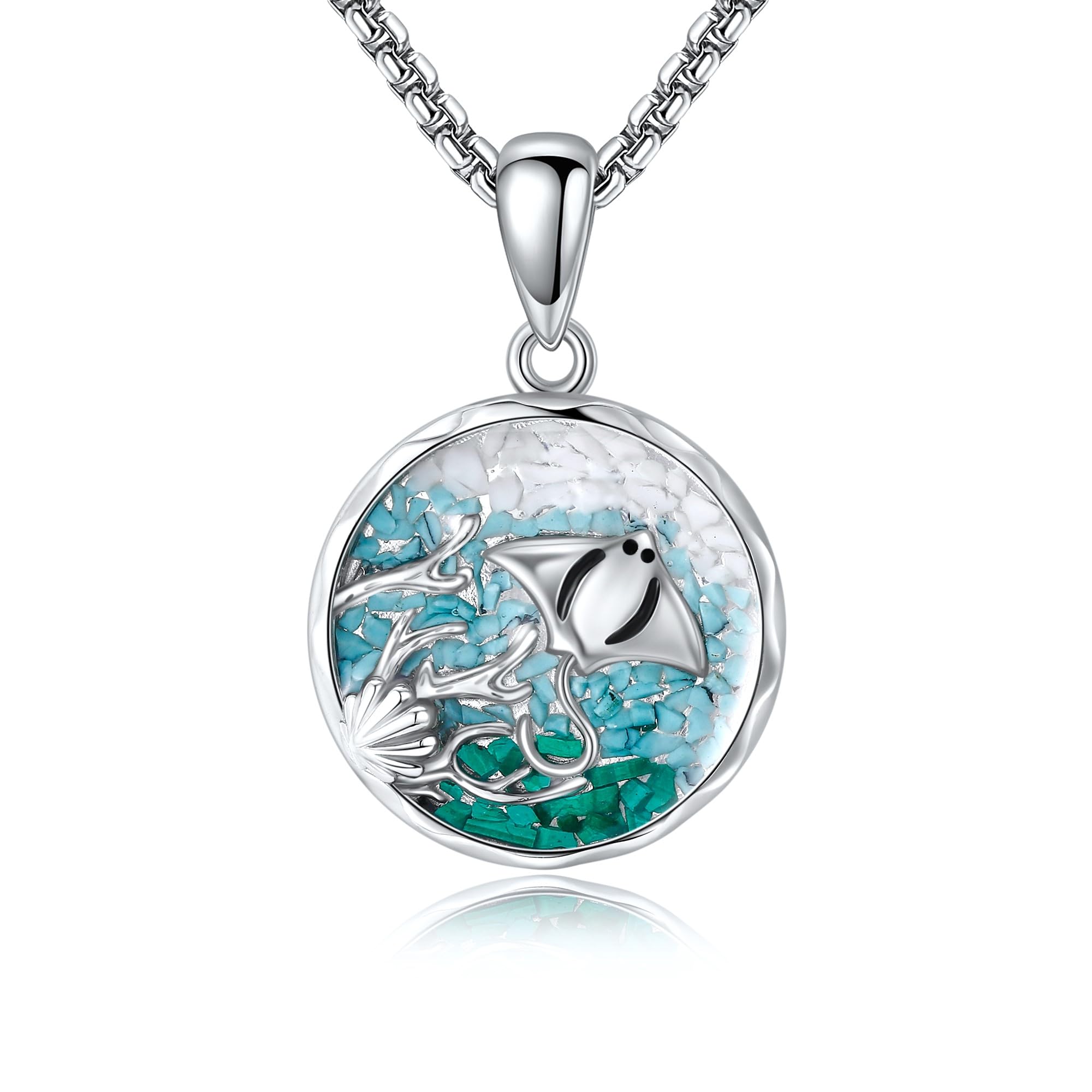 URONE Manta Collana in argento 925 Manta Rochen Ciondolo Manta Ray Gioielli Regali