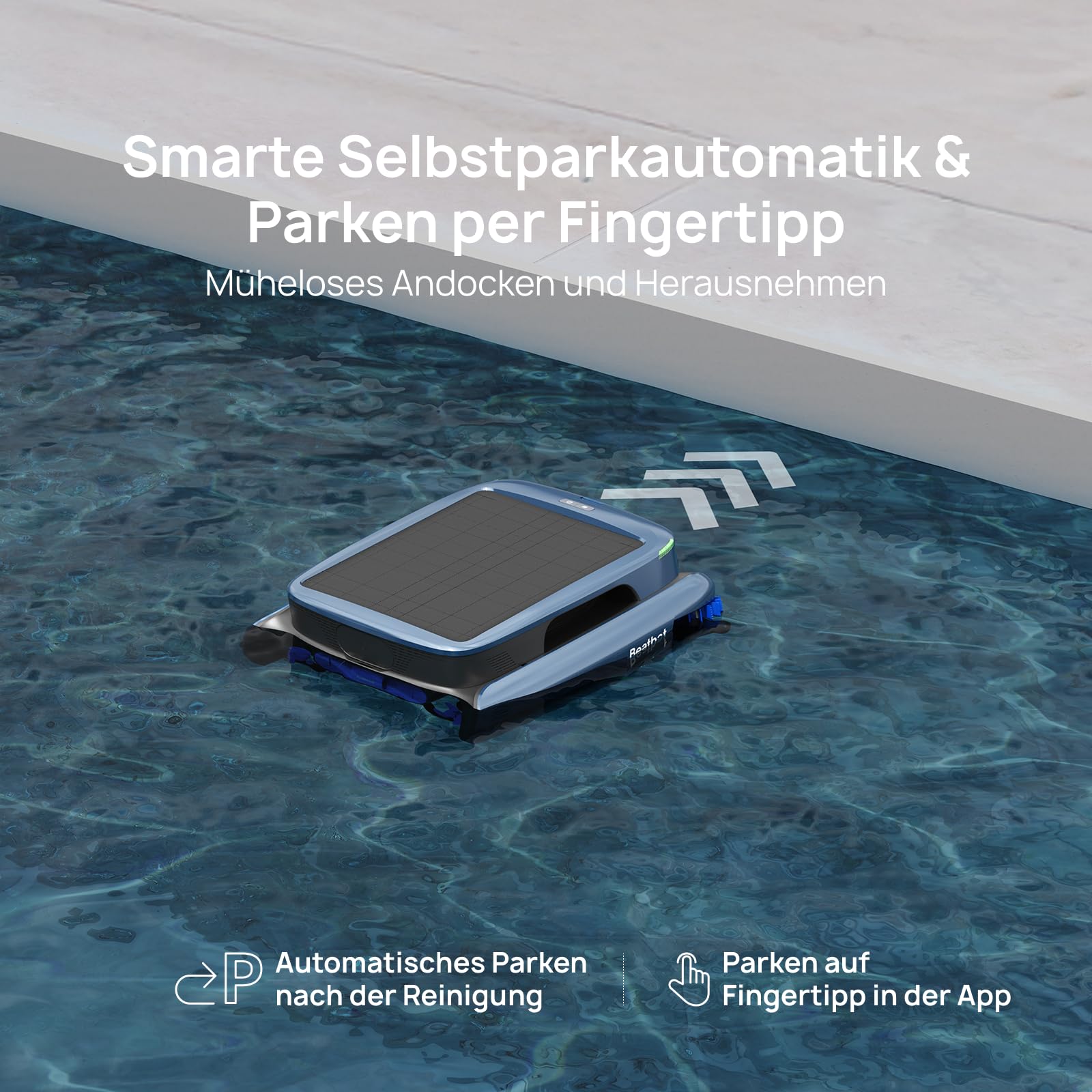 Beatbot iSkim Ultra solarbetriebener Roboter, Poolskimmer für Oberfläche | Dual-Ladeoptionen, Wasserklärung, Rand- und Eckenreinigung, Steuerung per App, Ice Blue