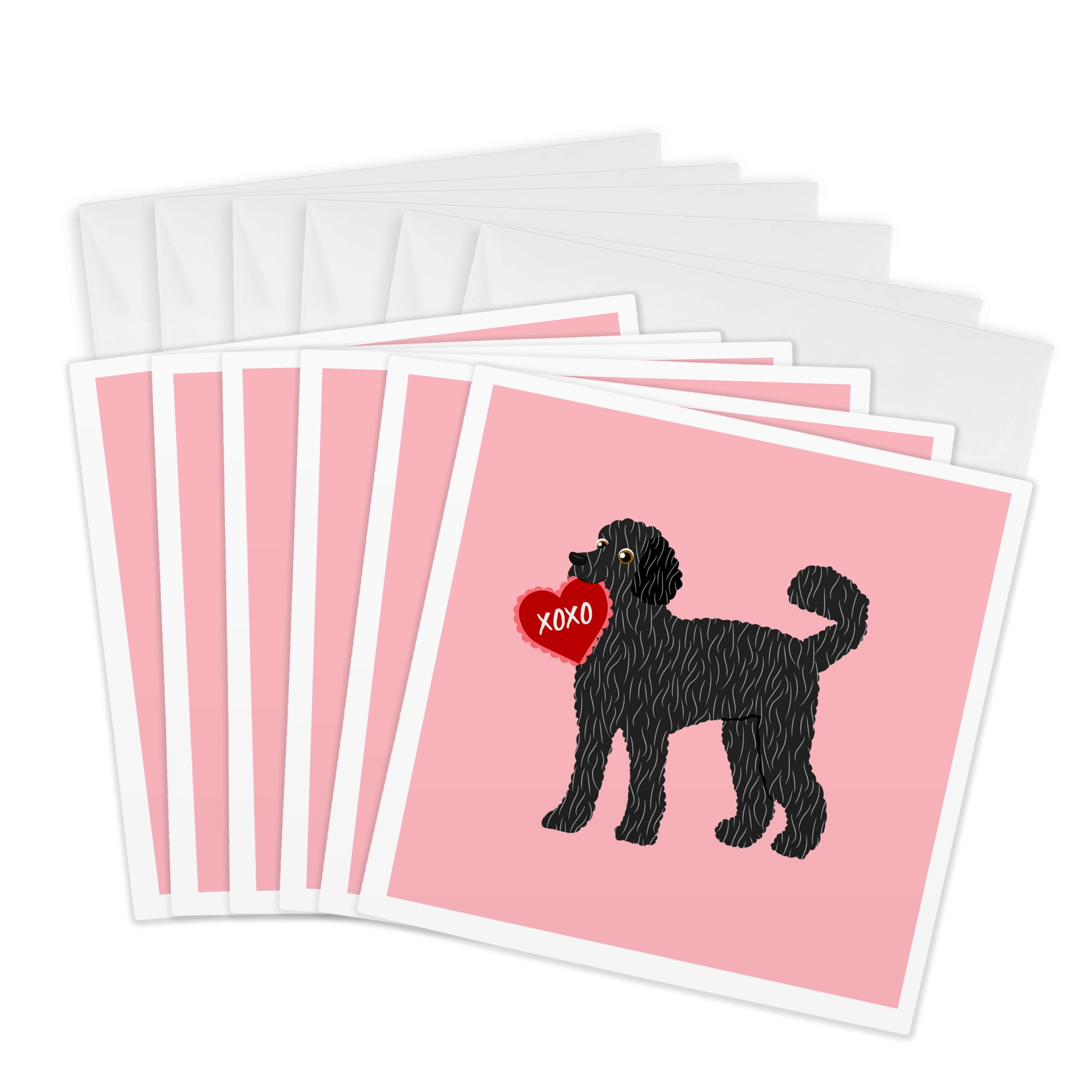 3dRose Greeting Cards - Black Goldendoodle Labradoodle Valentine XOXO Dog - 6 Pack - Designs Valentines Day