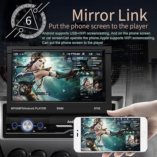 Miniatura 2 de Radio de coche 1 DIN MP5 reproductor de 7 pulgadas Bluetooth HD GPS pantalla retráctil USB iOS Android 8.1 navegación cámara de visión trasera