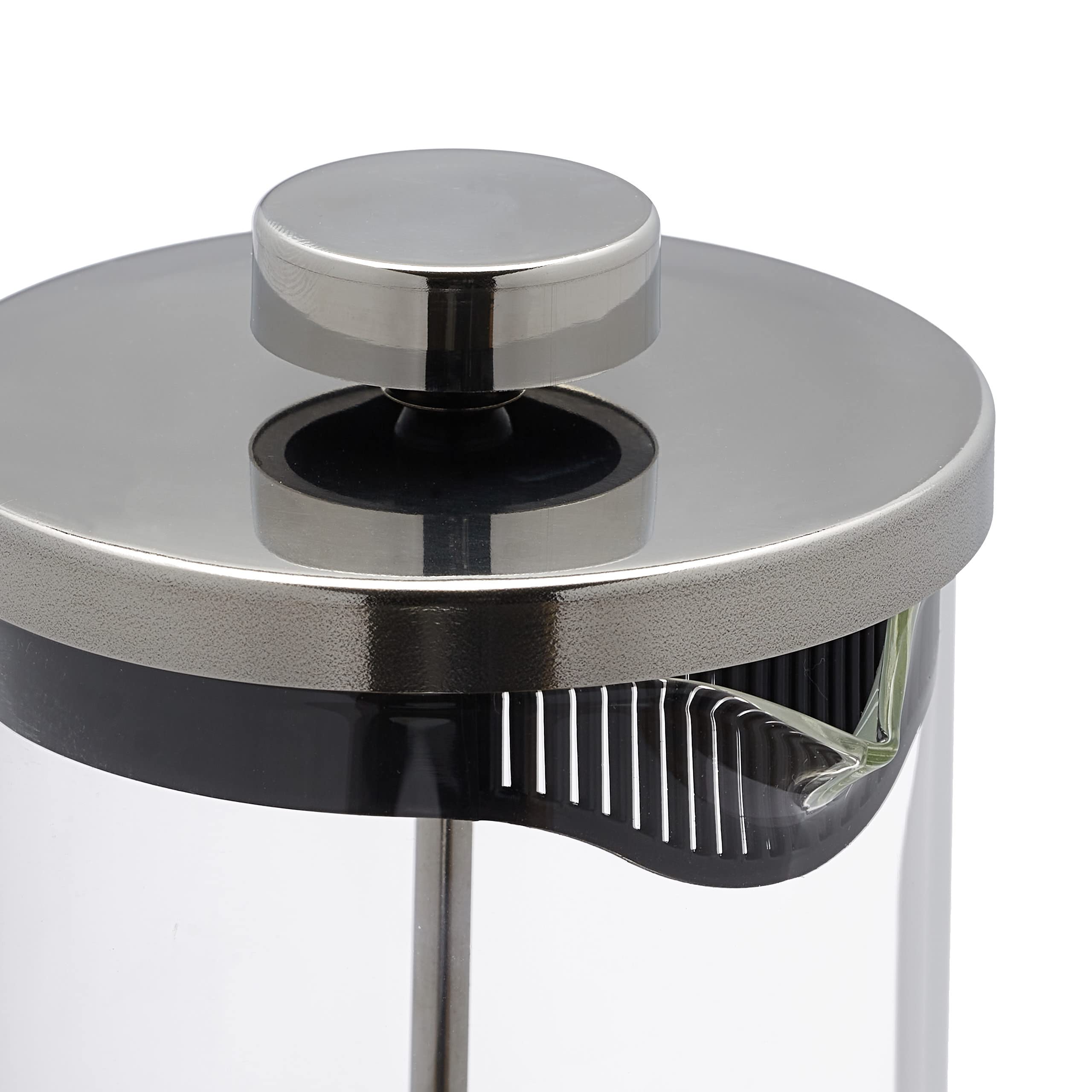 Relaxdays Cafetière Manuelle, Carafe à Piston, passoire intégrée, 600 ML, Verre et Acier Inoxydable, Transparent/argenté