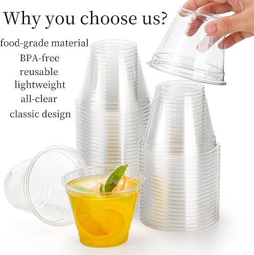 Miniatura 3 de Goaste Paquete de 200 vasos de plástico transparente de 9 onzas, vasos de vino desechables, vasos transparentes para fiesta, vasos de agua de cóctel