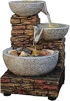 Nature's Mark 6" Cascading Bowl & Brick LED Tabletop Fountain with Rocks & Adapter Included