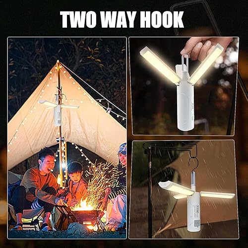 Miniatura 6 de Linterna de campamento al aire libre, 3 en 1, impermeable, linterna portátil con 5 modos, linterna recargable por USB para camping, senderismo,