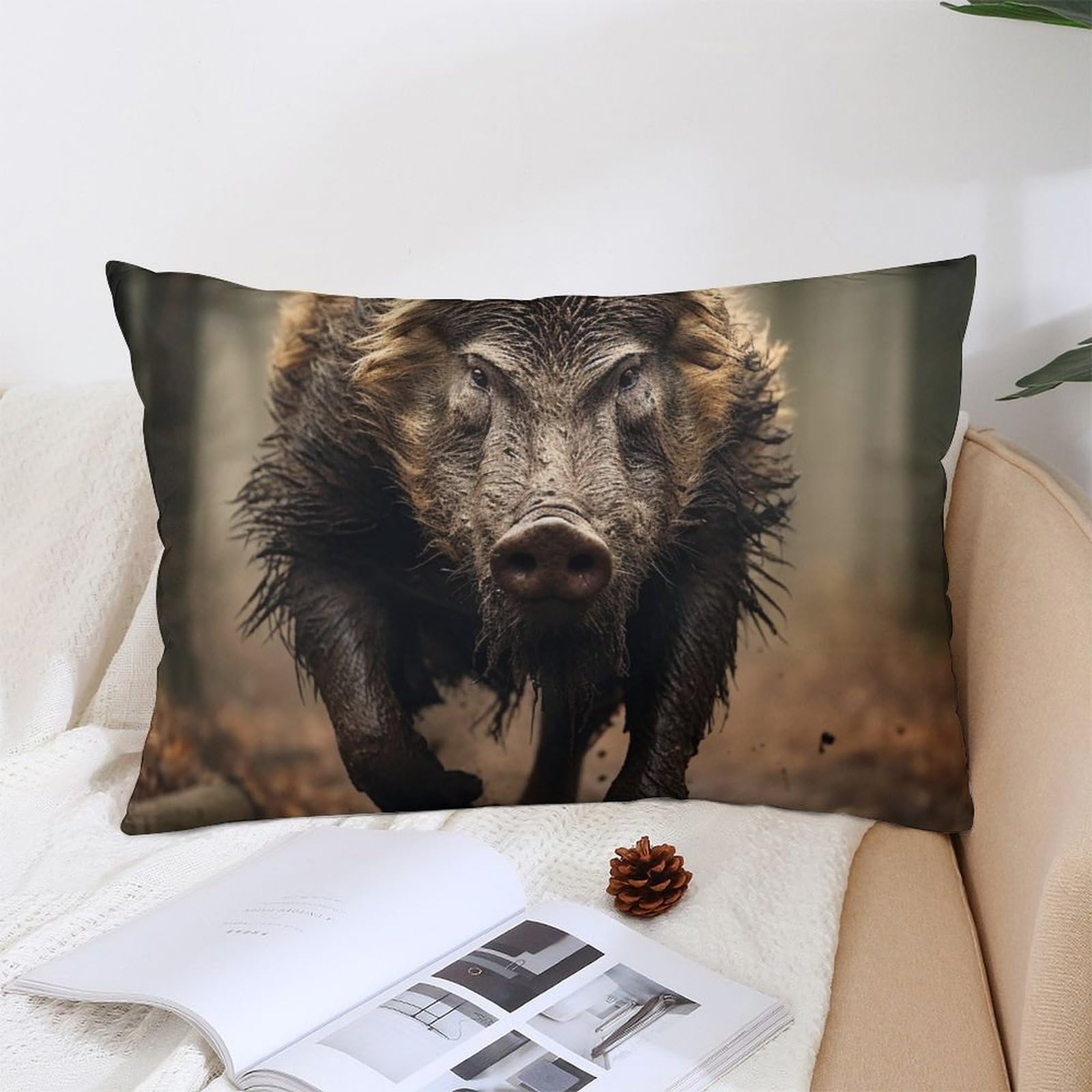 NTVOWPZO Decoration Throw Pillow Covers 12 "x20 Pillowcases Covers Wild Boar Photos Soft Pillowcases Modern Farmhouse Home Decor Sofa Cushions Covers for Couch Bed Living Room