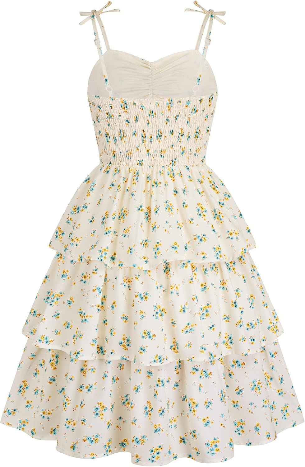 HOZIY Girls Summer Dress Teen Spaghetti Strap Ruched Sweetheart Short Dresses Kids Junior Ruffle Tiered Sundresses 7-16 Years