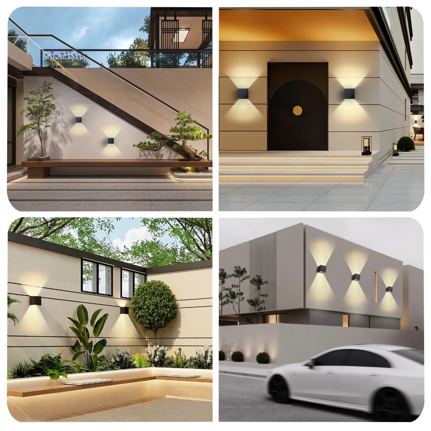 2 Piezas Aplique Solar Pared Exterior, Luz Exterior Solar LED con Sensor de Movimiento Lampara Solars Exterior IP65 Ángulo de haz Ajustable Luz 3 Modos para Jardin Porche Patio
