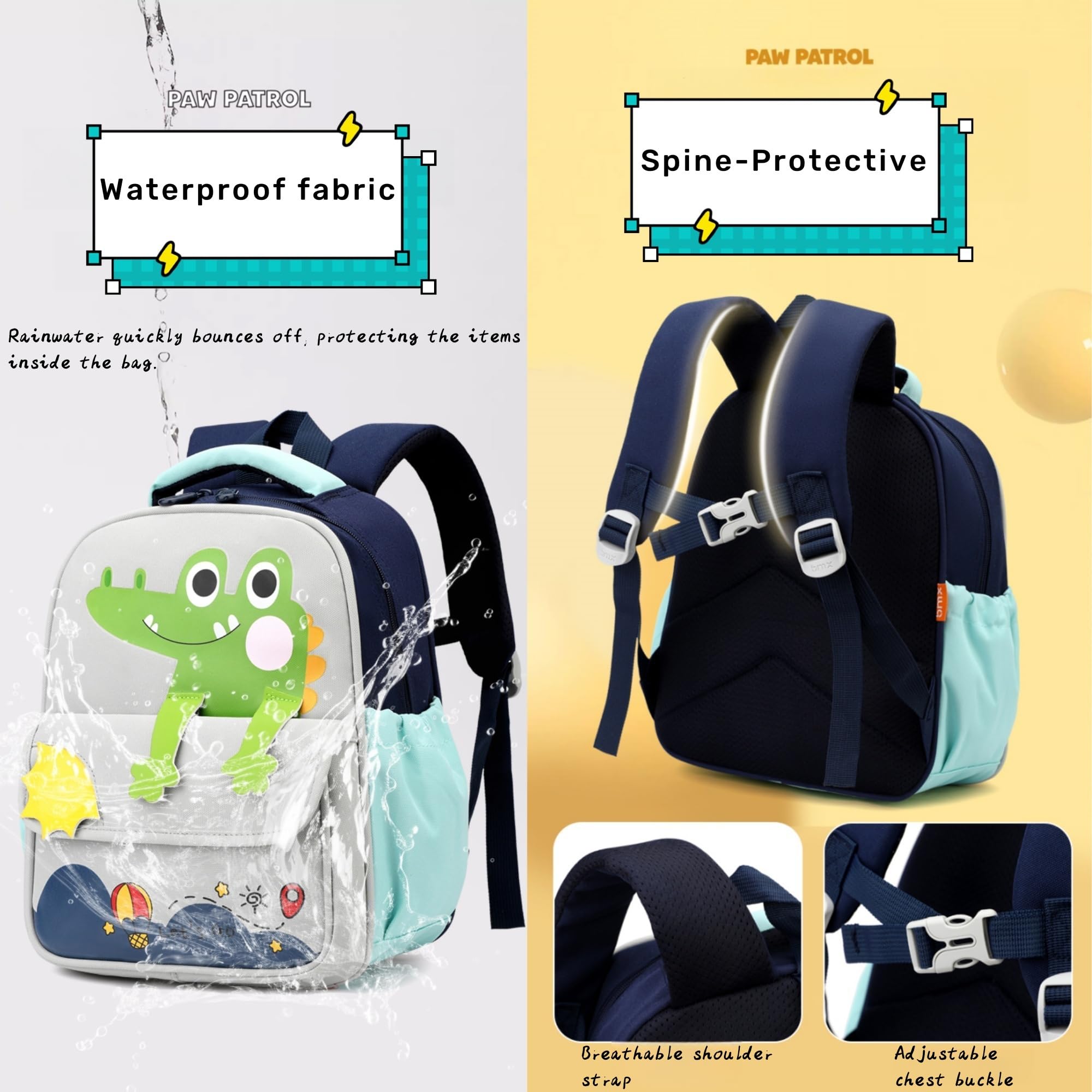 ZHANAO Mochila para niños pequeños, mochila de dinosaurio para niños, jardín de infantes, preescolar, mochila escolar para niños y niñas