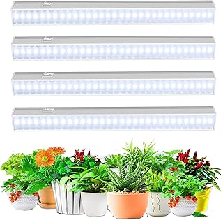 1ft T5 White Grow Lights for Indoor Plants, MOYA STD Cabinet Greenhouse Grow Lamp 5000K Full Spectrum White LED Grow Light Bulbs, Plug and Play, Linkable T5 Grow Light Strip for Houseplants, 4-Pack