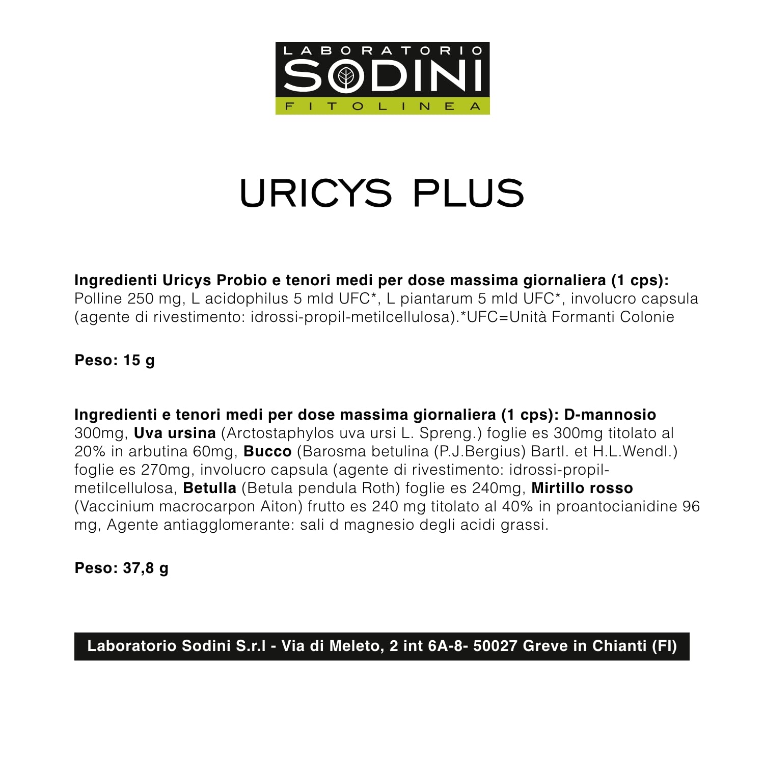 Uricys Plus - Integratore Alimentare con D-Mannosio, Bucco, Betulla e Mirtillo Rosso - Per il Benessere delle Vie Urinarie e il Drenaggio dei Liquidi Corporei