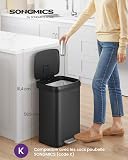 SONGMICS Poubelle de Cuisine, 50L, Poubelle à Pédale en Métal avec Couvercle, Grande et Haute, Noir LTB530B5002 - 2