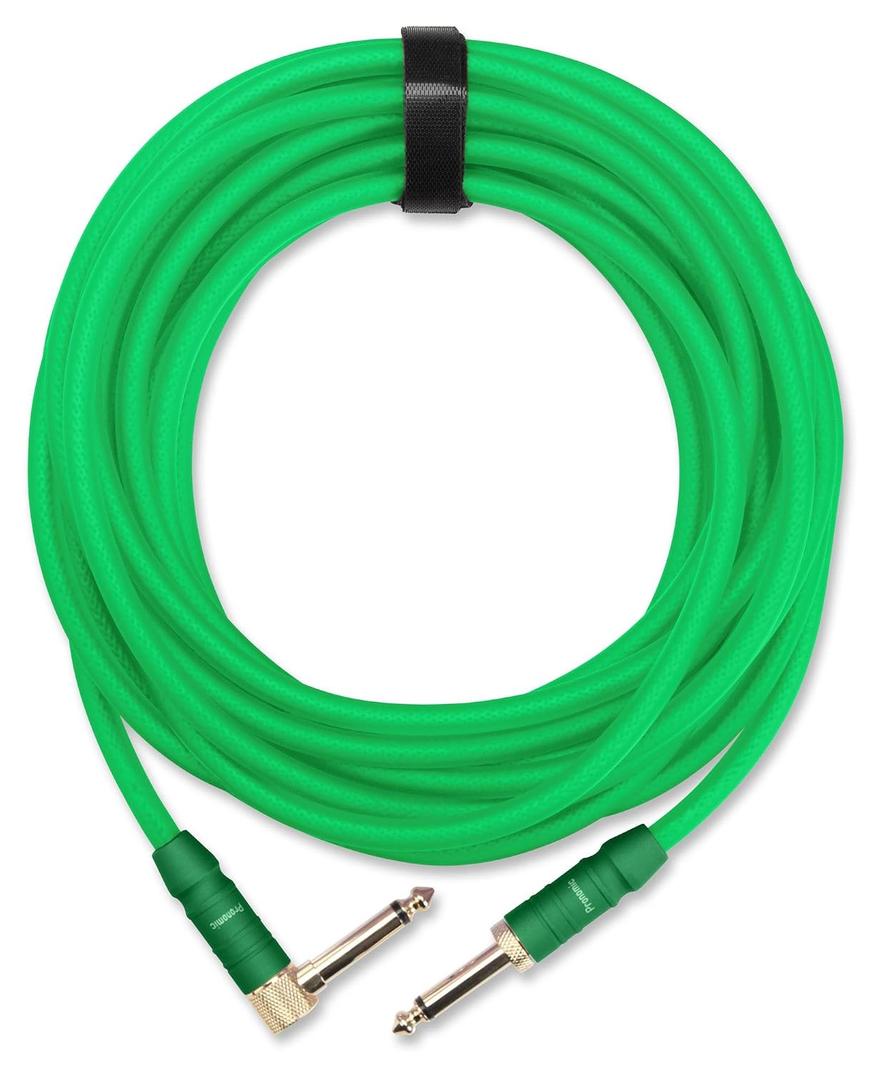 Pronomic Trendline INST-A-6NG Professional Guitar / Instrument Cable / 6.3 mm Jack / 24 Carat Gold-Plated / Flexible and Robust Outer Jacket / Includes Cable / Green