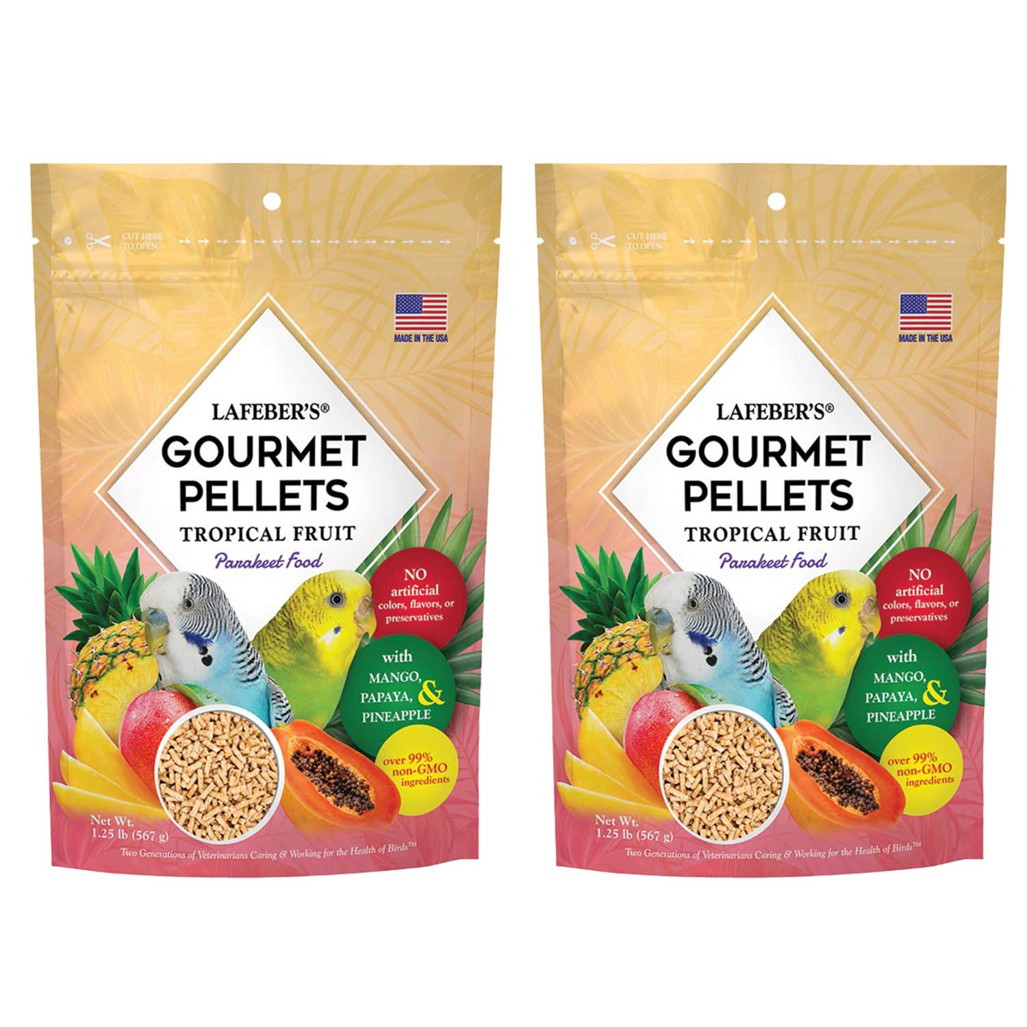 LAFEBER'SParakeet Pellets (Tropical Fruit, 1.25 Ib Pack of 2)