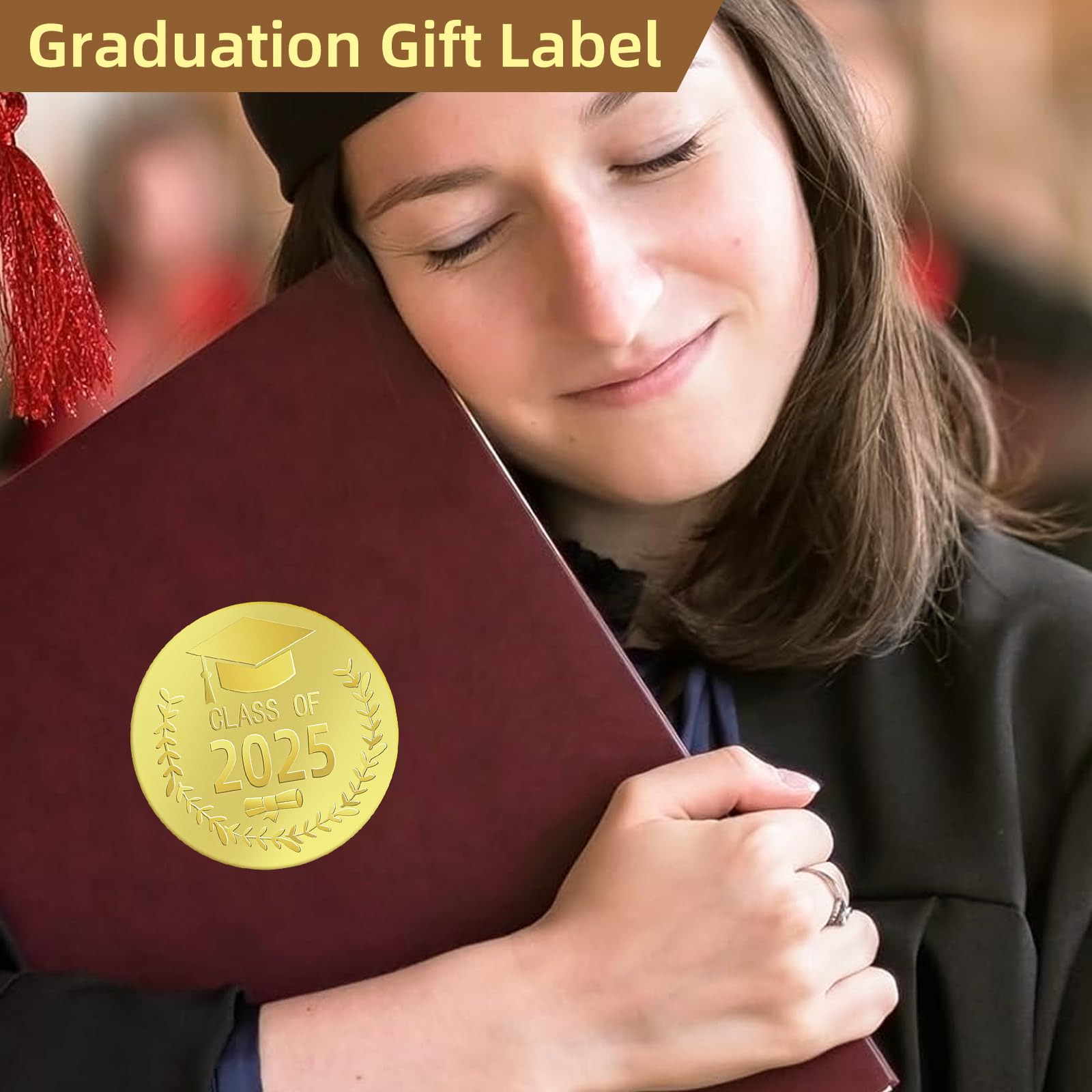College Stickers Class Of 2025 Gold Foil Graduation Stickers - 120 Pack ...