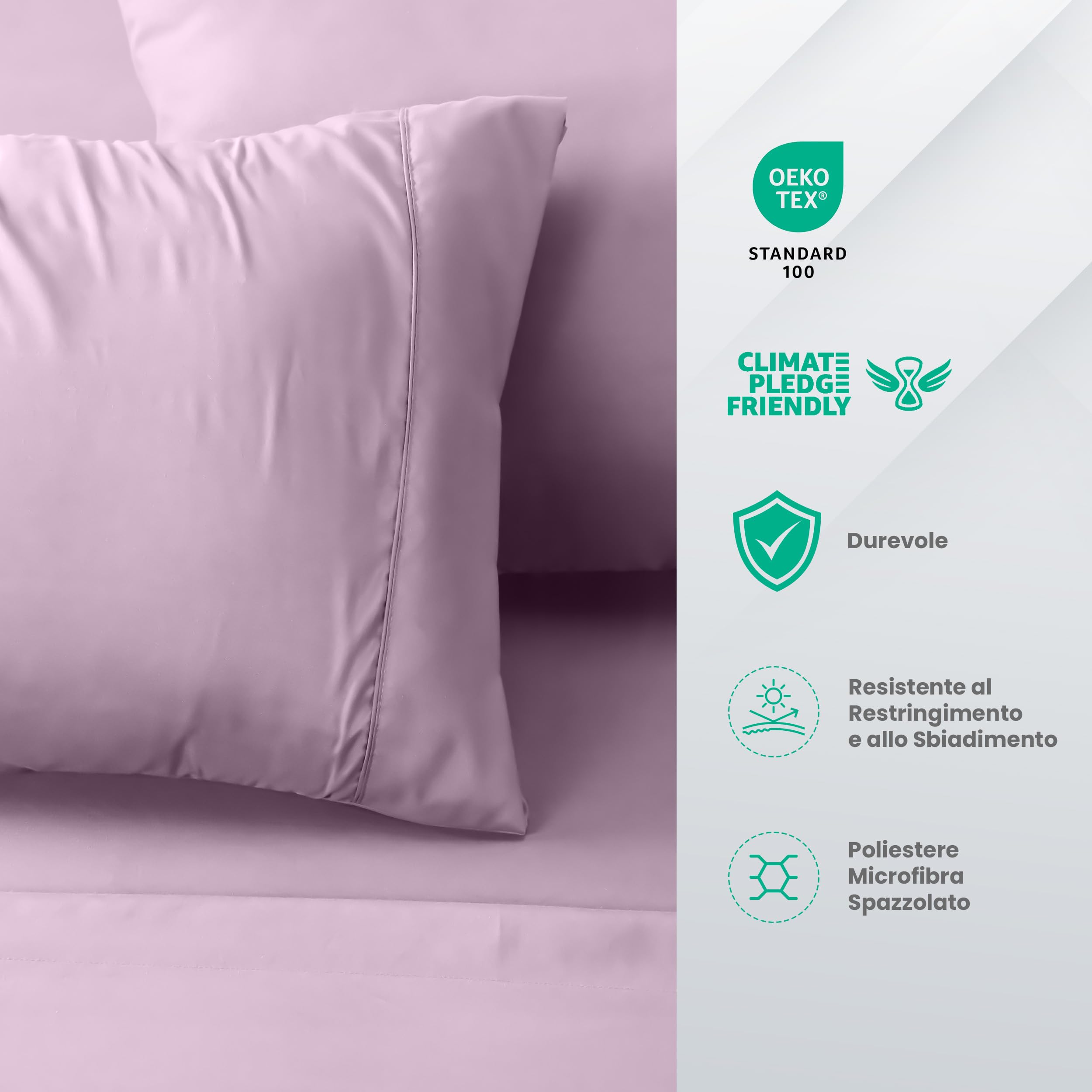 Utopia Bedding - Set Lenzuola Letto Una Piazza e Mezza 4 Pezzi 135x190 cm - Spazzolata Poliestre di Microfibra - Oeko-Tex Certificato - Lenzuolo con Angoli, Lenzuolo Piatto e 2 Federe 50x75, Lavanda