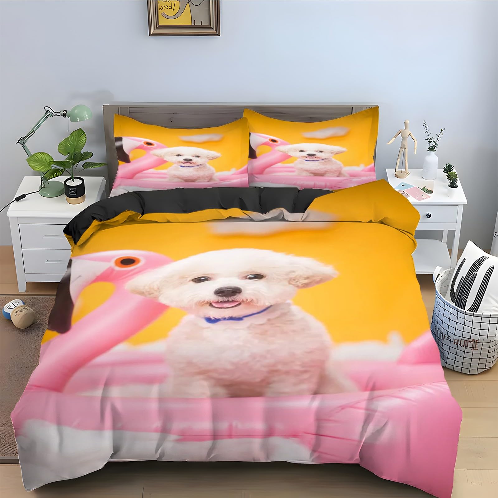 Parure de lit flamant 160x200 pour une chambre parentale moderne et colorée
