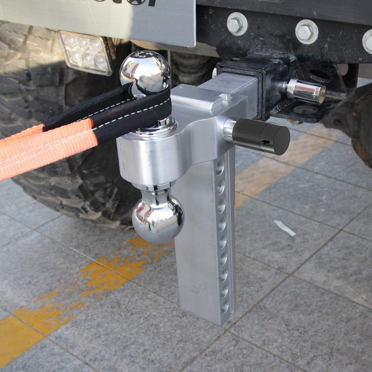 YITAMOTOR 10" Drop Adjustable Aluminum Trailer Hitch with 2" Shank/Shaft & Ball Mount 2" & 2-5/16" Dual Tow Balls w/Double Keyed Locking Pins