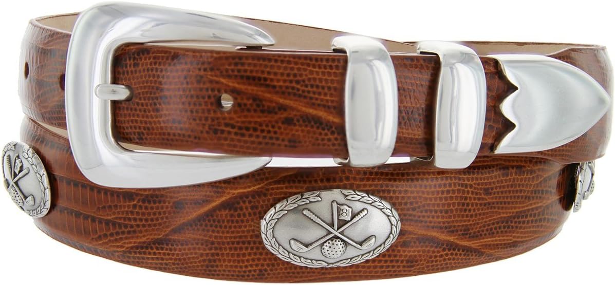 S5525_Golf of Palisades Genuine Full-Grain Cowhide Leather Designer Dress Belt, 1-1/8" taper down to 1" wide
