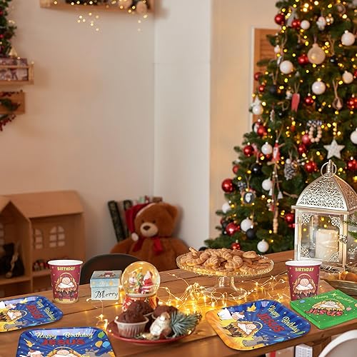 Miniatura 6 de Maxcheck El juego de vajilla de 108 piezas incluye platos desechables de Jesús, servilletas, cuchillos, cucharas, tenedores y vasos de Jesús