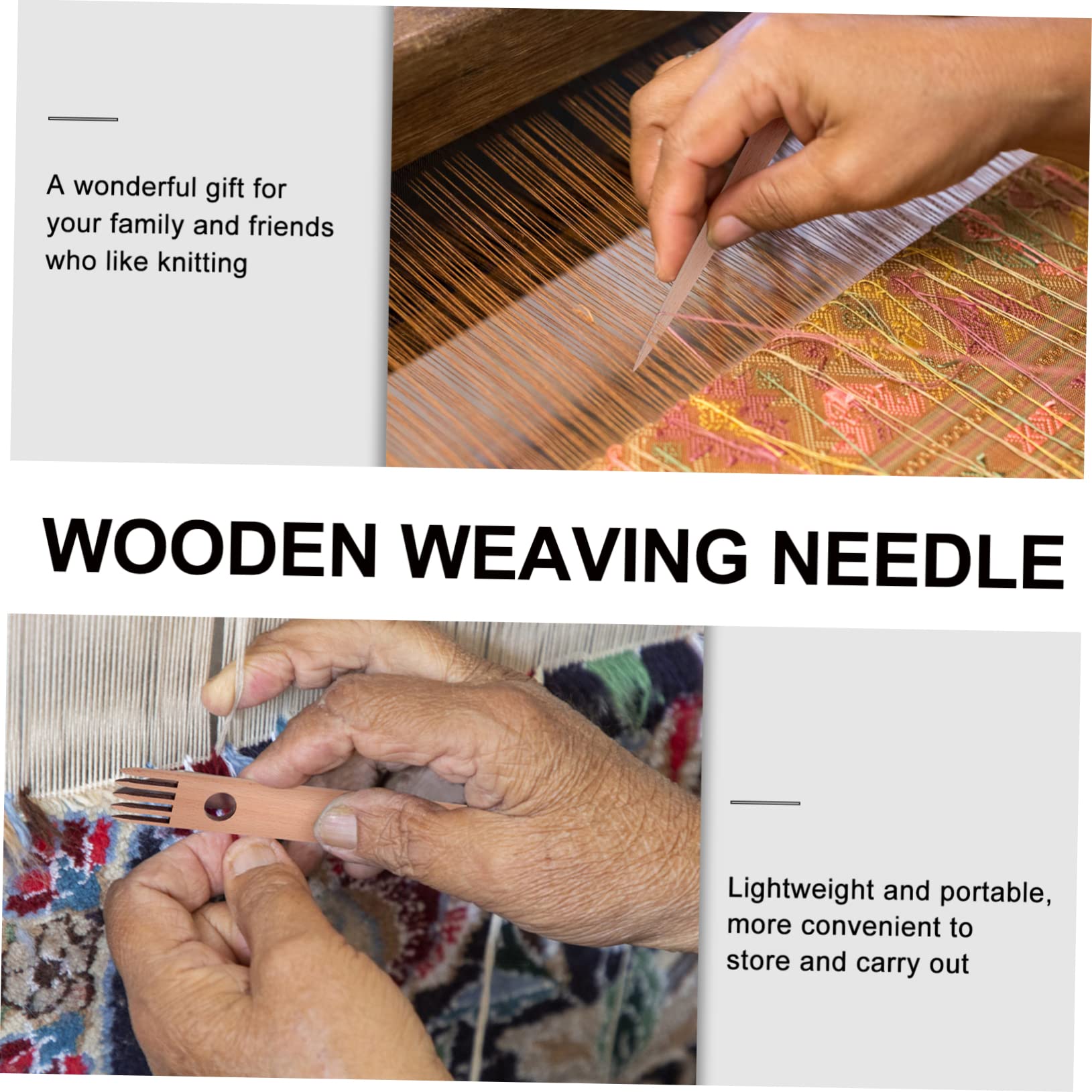 Operitacx 3 Sätze Gewebtes Shuttle-Set Stickerei-Kits Webnadeln mit Schiffchen Werkzeug zum Weben von Wandteppichen Webset Webstuhl bastel Set für Kinder basteln Set Holzwebkamm Häkelnadel