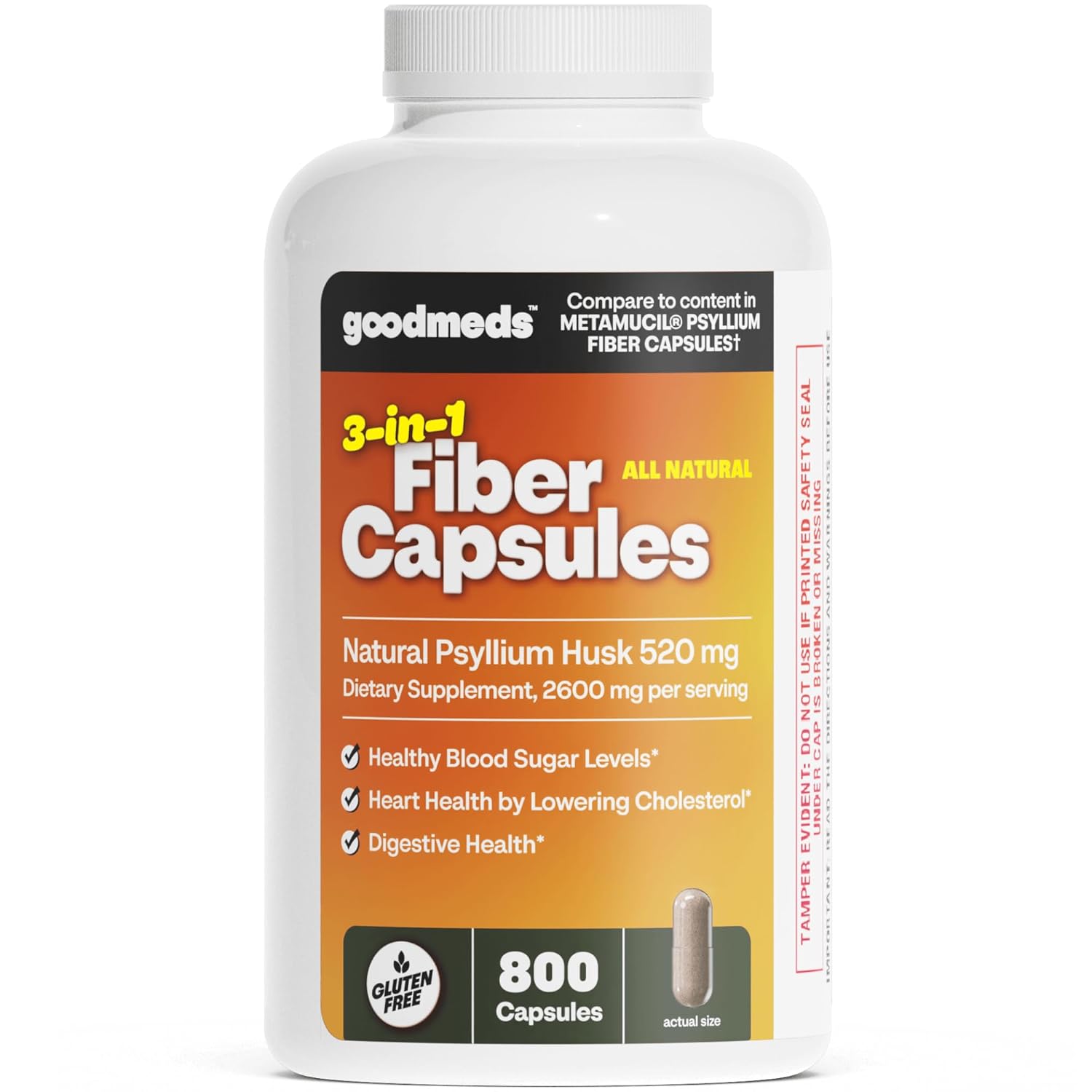 Psyllium Husk Fiber 520mg Capsules Supplement Soluble Dietary Colon Support for Women and Men Restore Digestive Regularity and