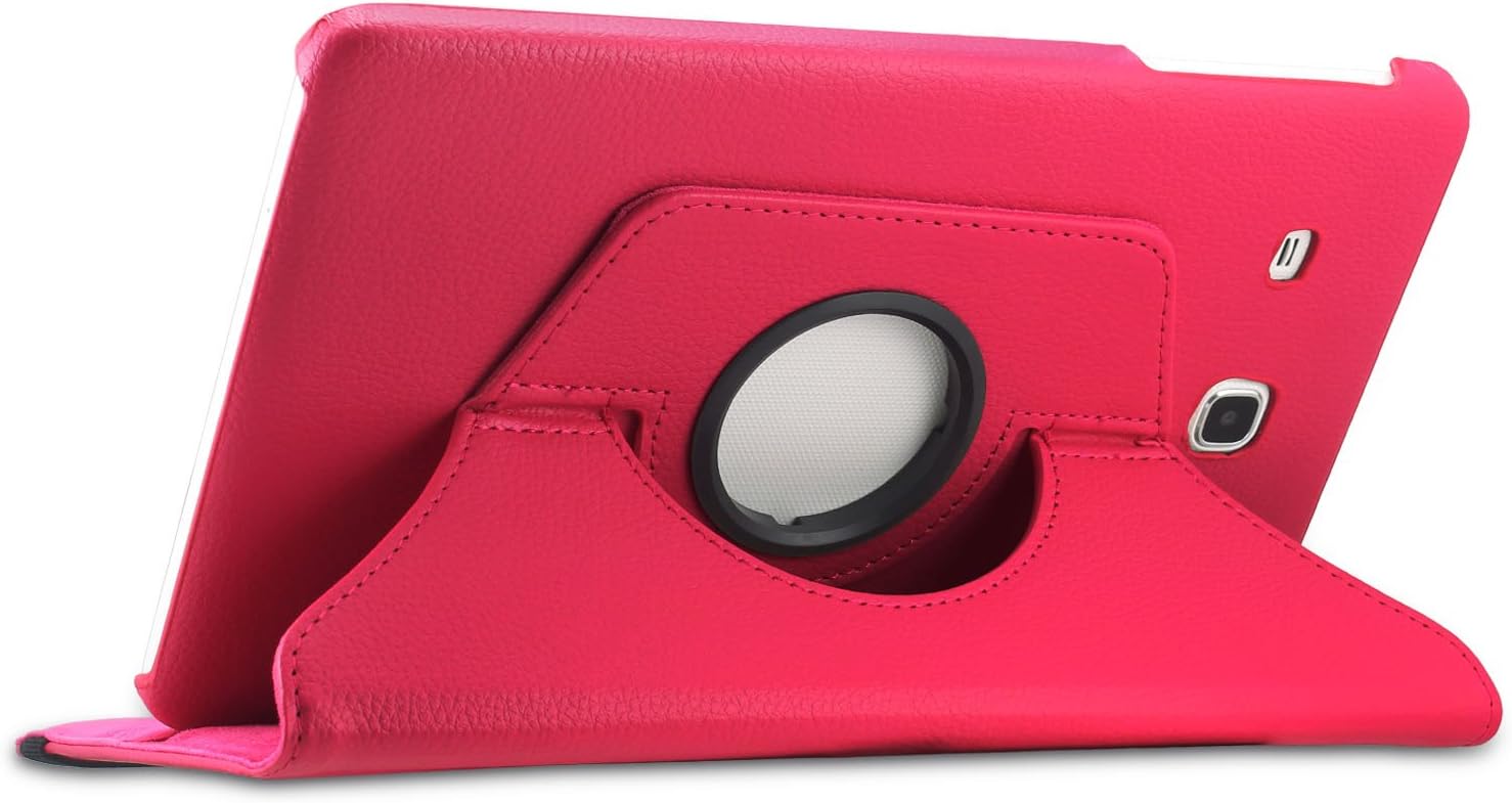 Infiland Samsung Galaxy Tab E 8.0 Case, 360 Degrees Rotating Stand Case Cover for Samsung Galaxy Tab E SM-T377 4G LTE 8-Inch Tablet Only, Magenta