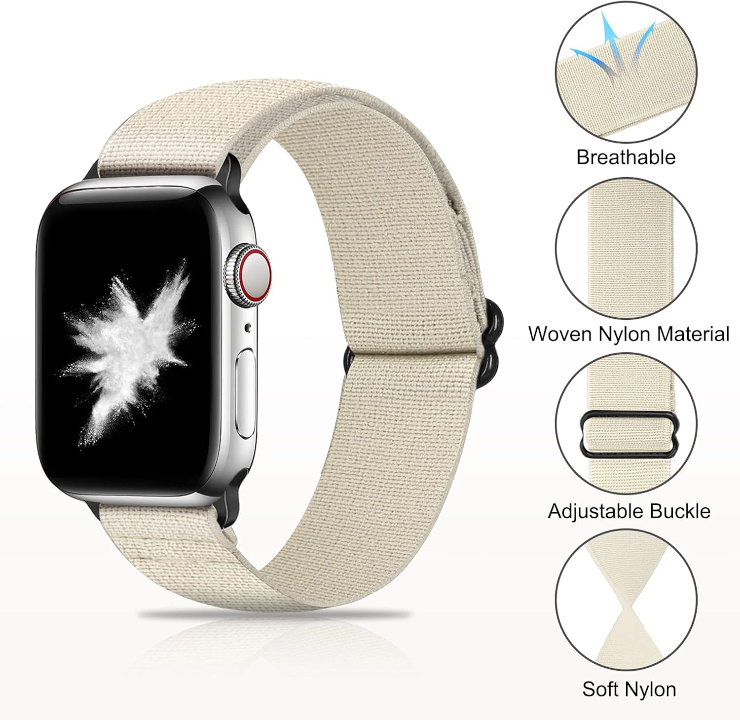 YCHDDER Nylon Elastic Watch Band Compatible with Apple Watch 38mm 40mm 41mm 42mm 44mm 45mm,4 Pack Adjustable Sport Solo Loop Wristband Strap Compatible with iWatch Series8/7/SE/ 6/5/4/3/2 /1