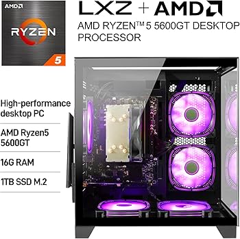 Amazon.com: LXZ Desktop PC Computer Ryzen 5-5600GT 8 core 3.6GHz