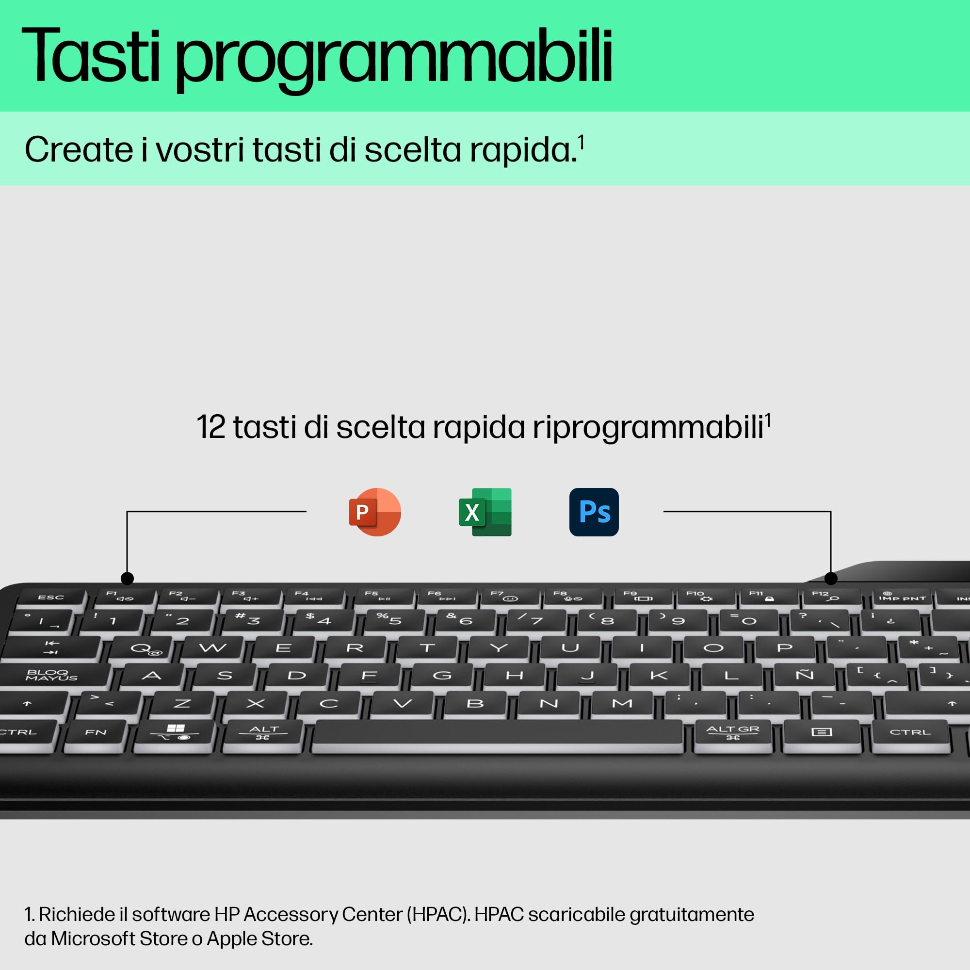 HP 400 Tastiera Cablata, Connessione tramite USB-C e con Adattatore USB-A, Qwerty, 12 Tasti Programmabili, Retroilluminazione, Compatibile con Windows 10 e 11, Chrome OS, MacOS, Nera