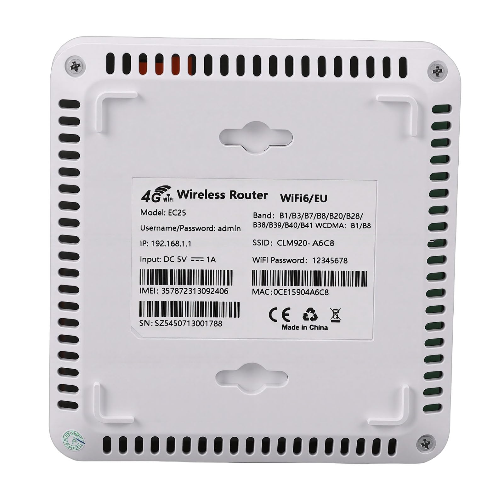 Generic Router Hotspot Portatile 4G WiFi6 Velocità Veloce per Viaggi in Ufficio a Casa Dimensioni Compatte 105x102x25mm