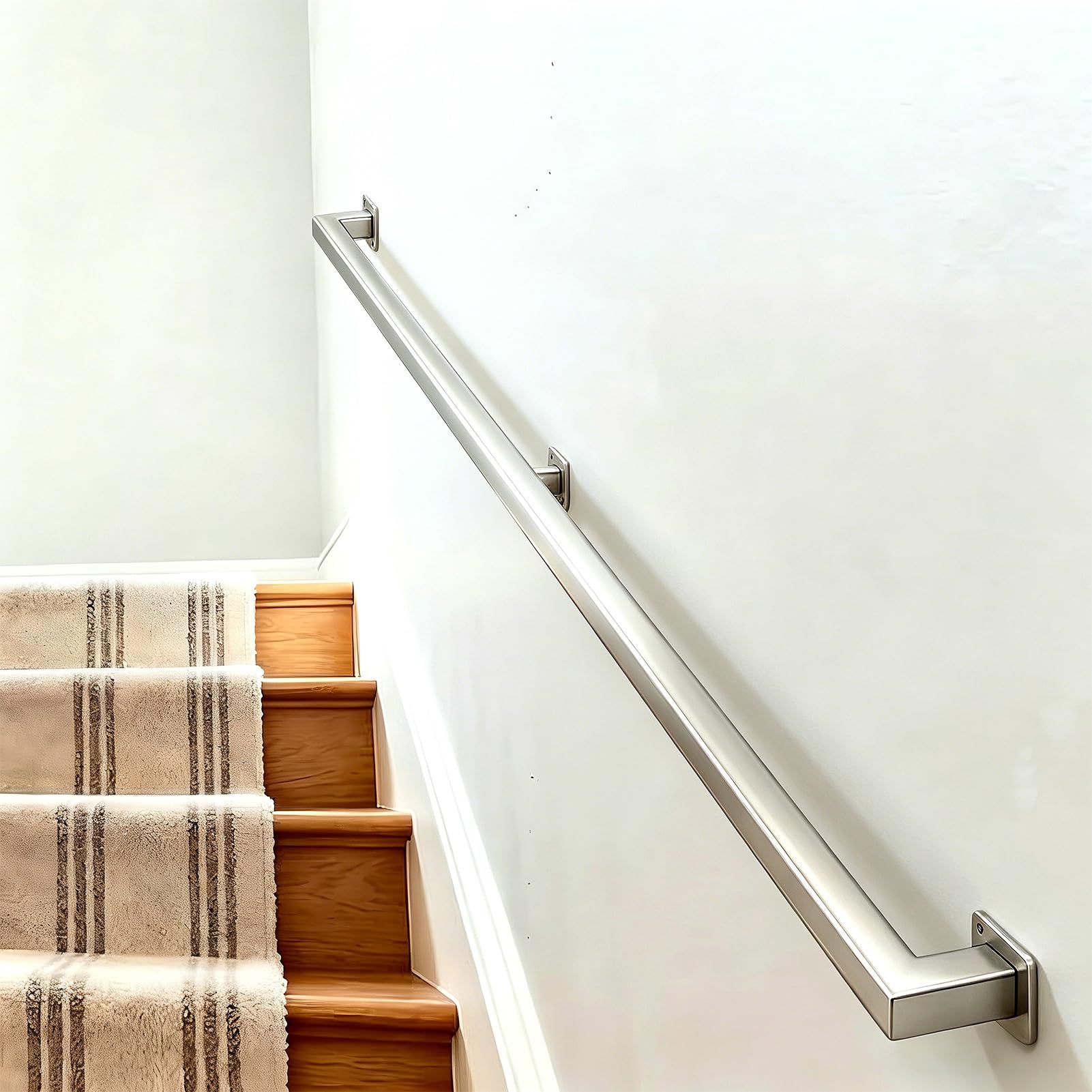 FKXSXAZ Stainless Steel Stair Handrails 30-600cm, Wall Mount Railings Safety Hand Support Rail Corridor Rod, for Staircase, Lofts Decking Banister, Grab Bar Kit(16ft/4.8m)