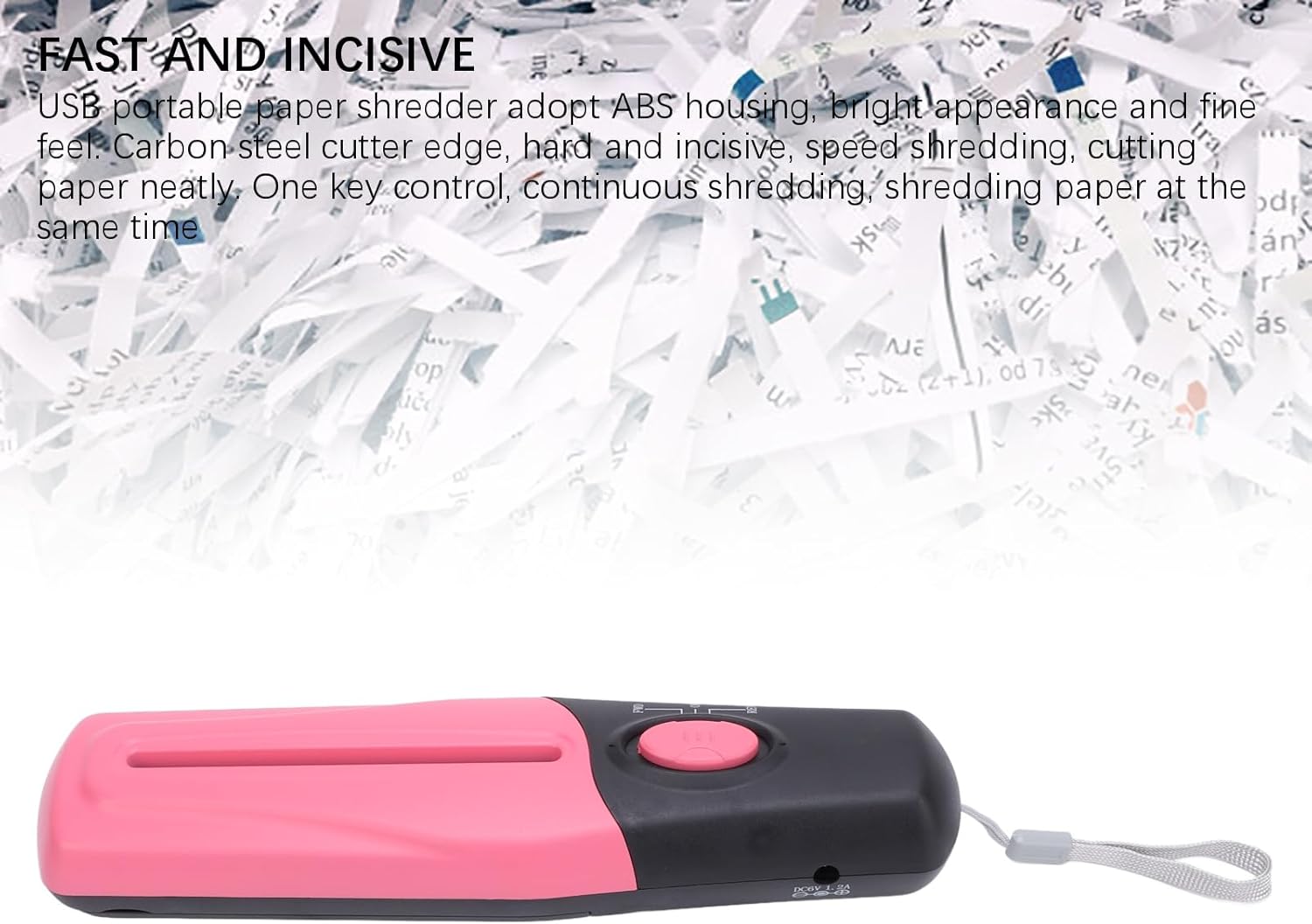 Portable Paper Shredder Handheld Multifunctional Electric USB Small Shredder Without Basket for Office Document Home Bills Receipts Cutter,Pink