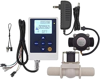 DIGITEN Water Flow Control Meter LCD Display Controller+G3/4" Water Hall Sensor Flow Meter Flowmeter Counter 1-60L/min+G3/4" Electric Solenoid Valve Normally Closed N/C+DC 12V Power Adapter