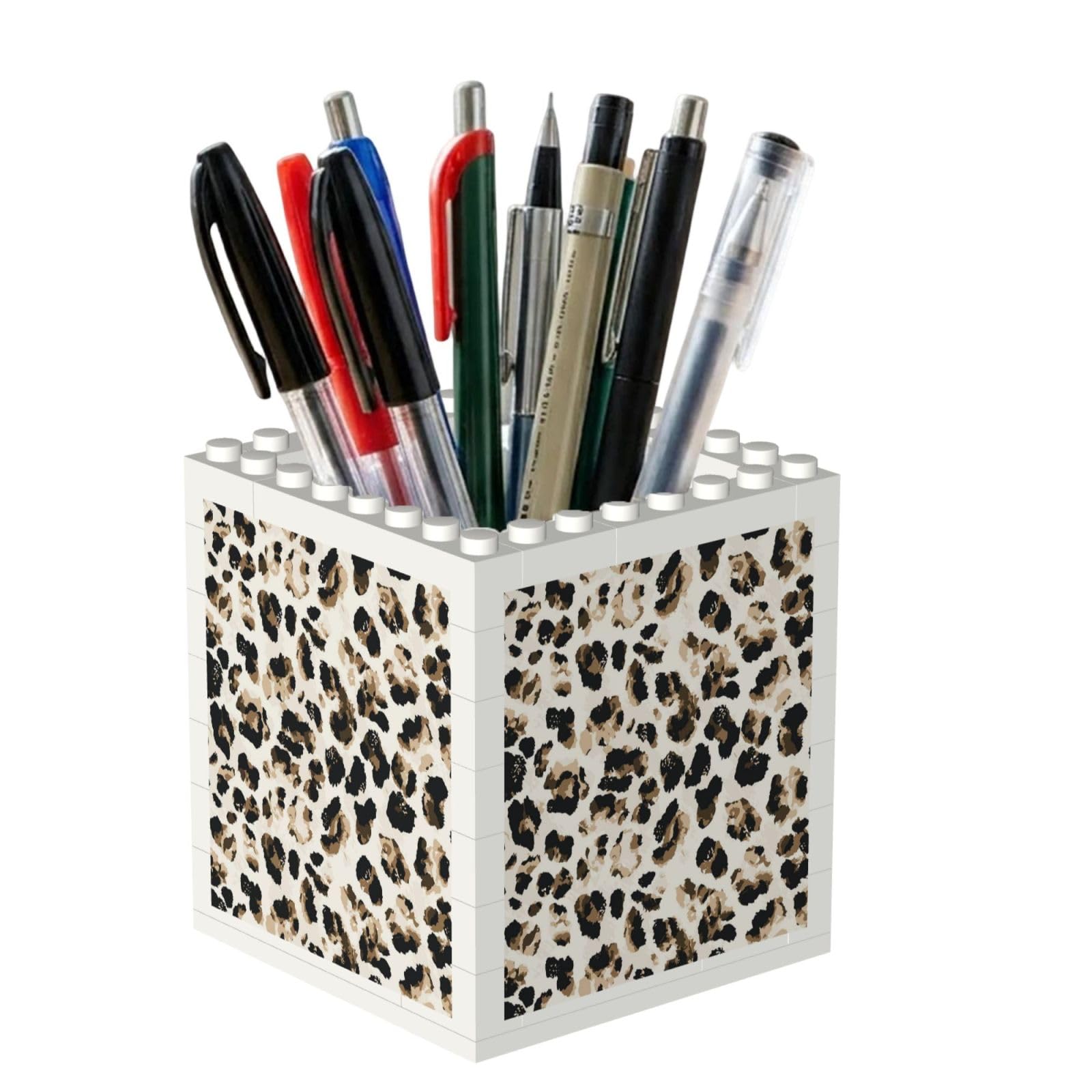 Poadnly Leopard Pattern, Pen Pot Pencil Holder for Office Home School, Compact Desk Organiser for Office Stationery