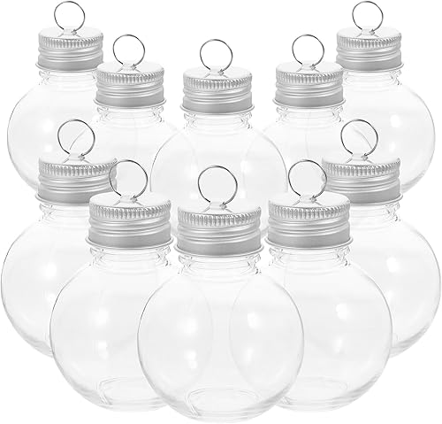 Artibetter Adornos de bola de alcohol, 10 unidades, bola de alcohol de Navidad, adornos rellenables para árbol de Navidad, forma de bombillas,