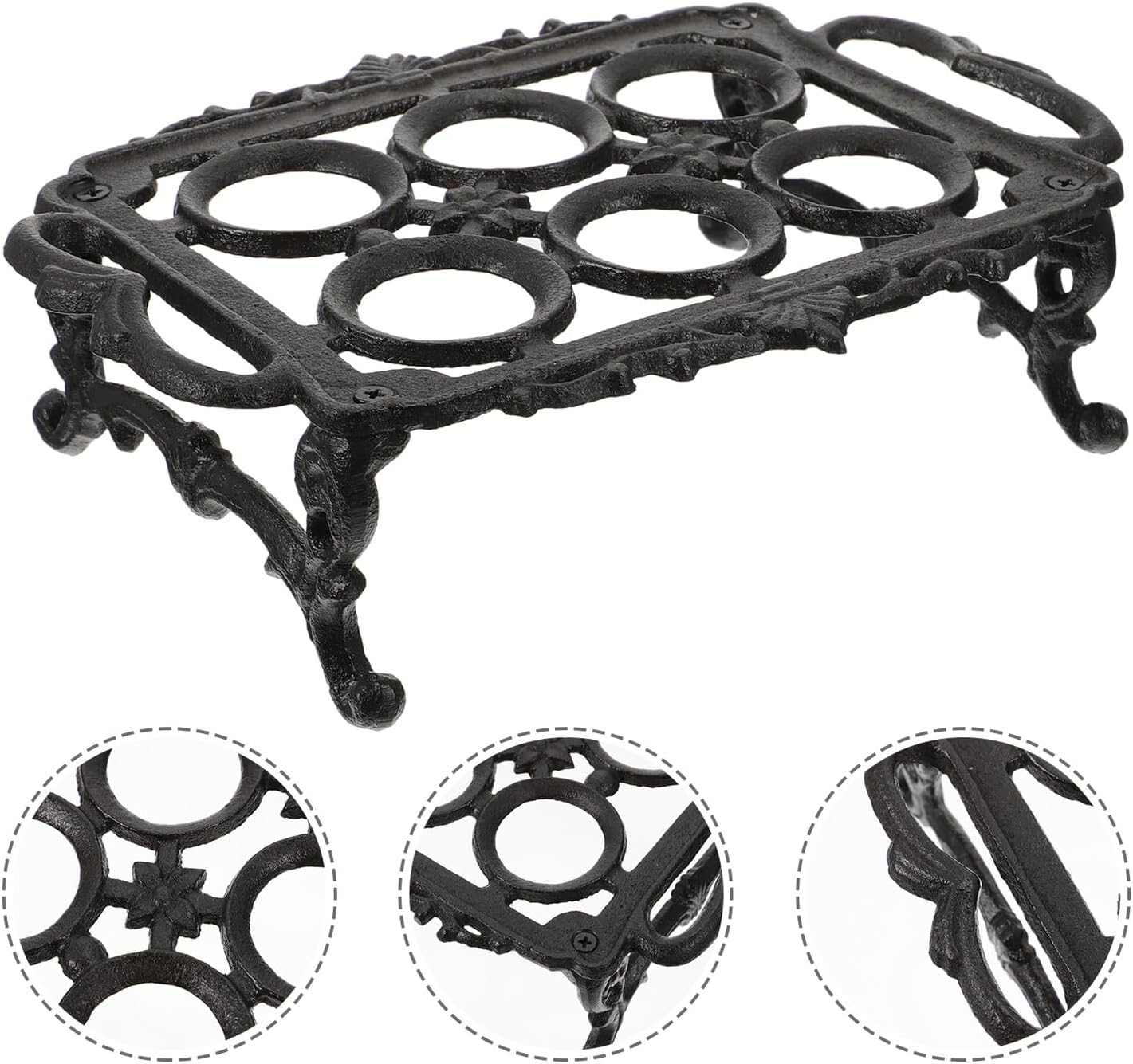 Large Cast Iron Kitchen Egg Holder Rack Black Decorative Egg Basket Tray for Household Storage and Display