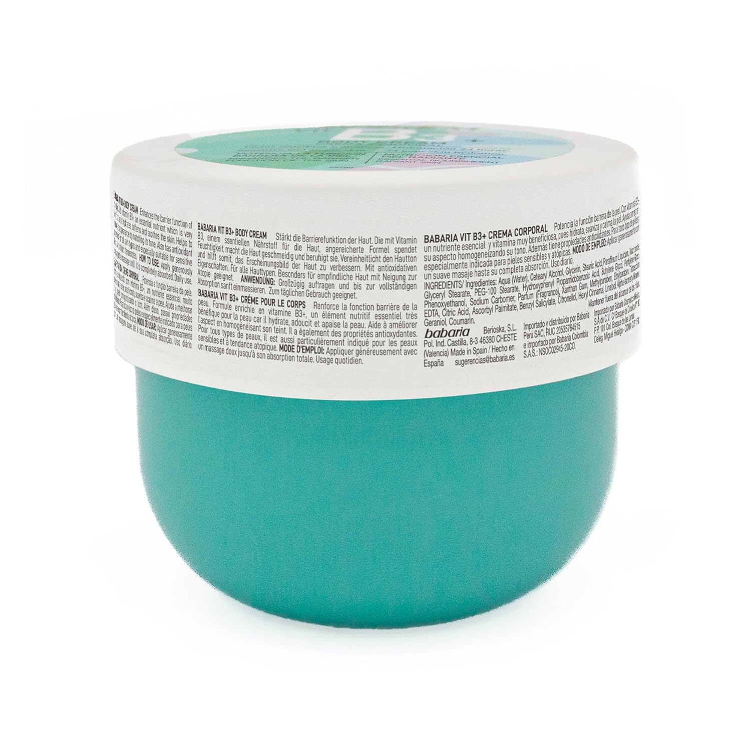Babaria Vitamin B3 Body Cream - Body Lotion for Women and Men for All Skin Types - Softens, Improves Skin Tone and Elasticity - Quickly Absorbed - 2 pc