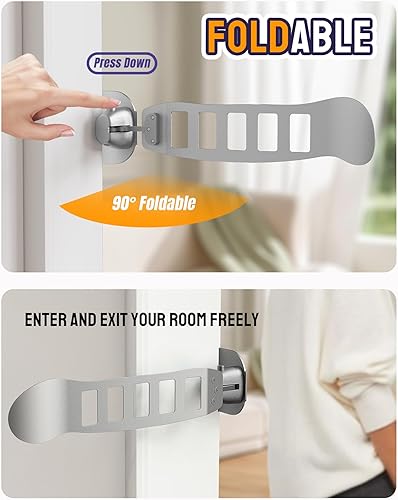 Miniatura 5 de Pestillo de puerta de metal para gatos, accesorio de puerta para gatos, fácil de instalar, duradero y plegable, 5 tamaños ajustables mantiene la